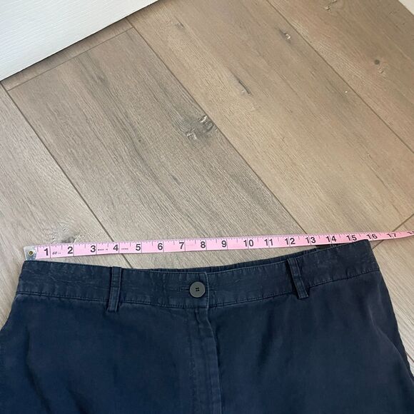 Theory Fluid Pant Soft Crunch linen blend navy pants elastic waist size 10 women - Picture 4 of 9